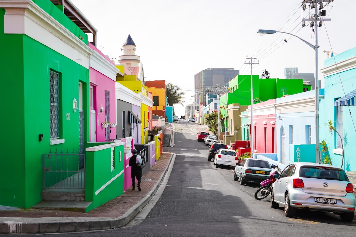 The beautiful Bo-Kaap neighborhood. A colourful landmark of South Africa 